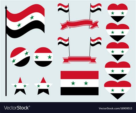 Syrian flag set collection of symbols Royalty Free Vector