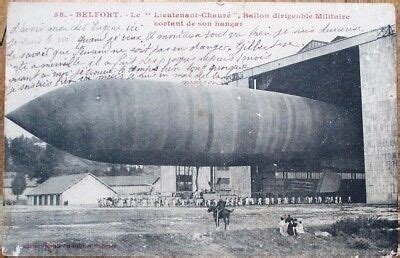 Airship Dirigible Blimp French Aviation Postcard Lieutenant Chaure