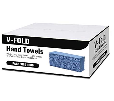 V Fold Interfold Paper Hand Towels Tissue Blue 1 Ply Z Fold Qty 4000