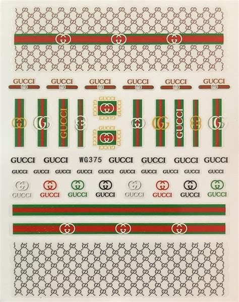 Gucci Nail Art Sticker 1 Sheets Acrylic Nails Luxury Design Etsy