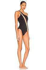 Norma Kamali One Shoulder Nude Insert Mio One Piece Bikini In Black