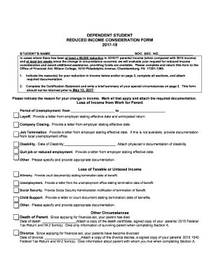 Fillable Online Wilson Dependent Student Reduced Income Consideration