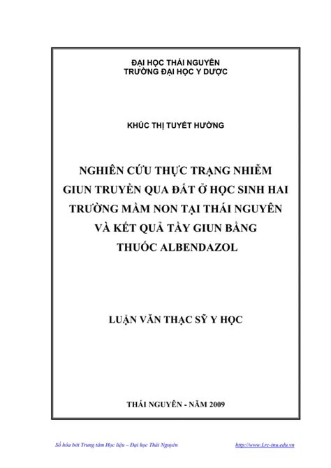 Nghi N C U Th C Tr Ng Nhi M Giun Truy N Qua T H C Sinh Hai Tr Ng