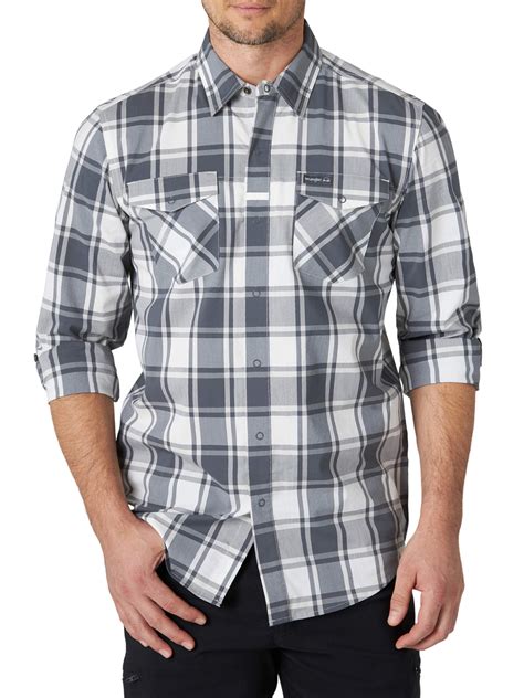 Wrangler Mens Long Sleeve Plaid Outdoor Utility Shirt