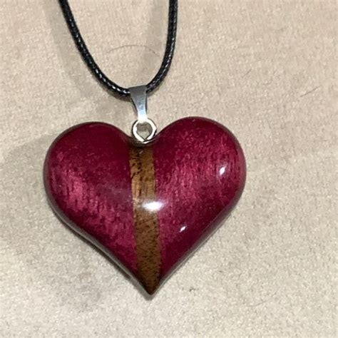 Wood Heart Pendant Etsy