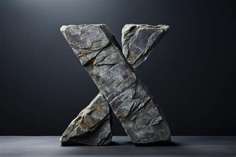 Premium Photo Stone Rough Letter X Standing On A Gray Background