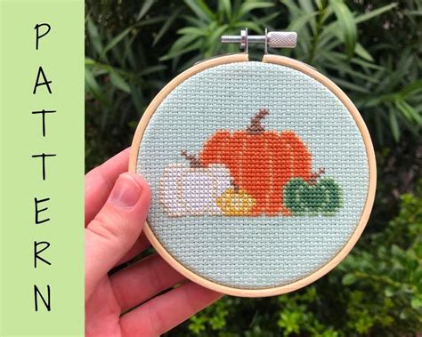 Pattern Colorful Pumpkins Cross Stitch 4 Inch Easy Cross Stitch Pattern