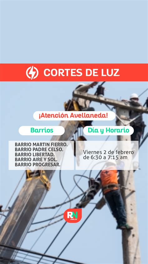 Corte programado de energía eléctrica en Avellaneda por trabajos de