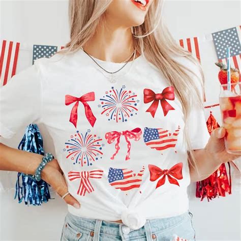 White Coquette American Flag Coquette Bow 4th Of July Sublimation America Freedom