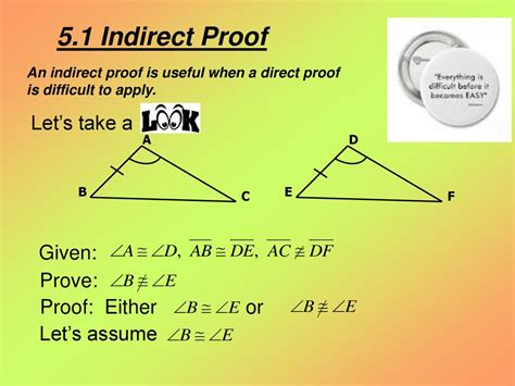 51 Indirect Proof Lets Take A Given Prove Proof Either Or Ppt