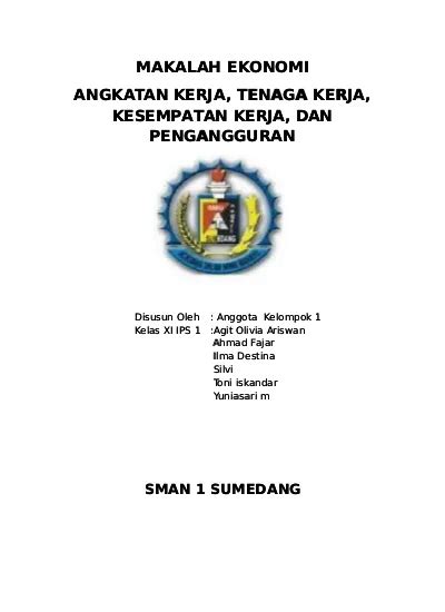 Angkatan Kerja Tenaga Kerja Kesempatan Kerja Dan Pengangguran