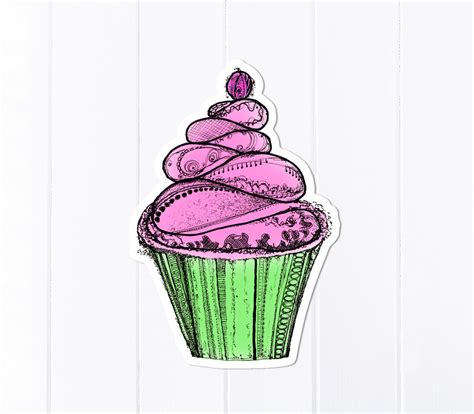 Cupcake Sticker Dessert Sticker Sweet Cupcake Decal Food Etsy