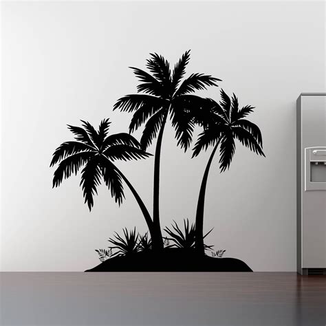 Island Palm Tree Wall Decal 3 Palm Trees Vinyl Sticker Etsy Australia