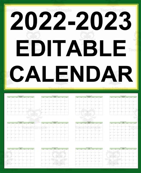 2022-2023 Calendar by Teach Simple