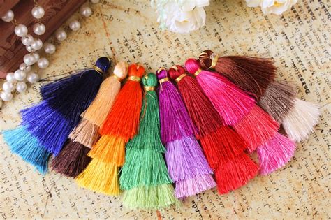 Tiered Silk Tassels Art Silk Thread Tassels Tassel Earrings Etsy