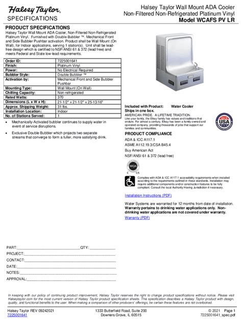 Fillable Online SPECIFICATIONS OBS REFER TO NR Model WCAFS PV LR Fax