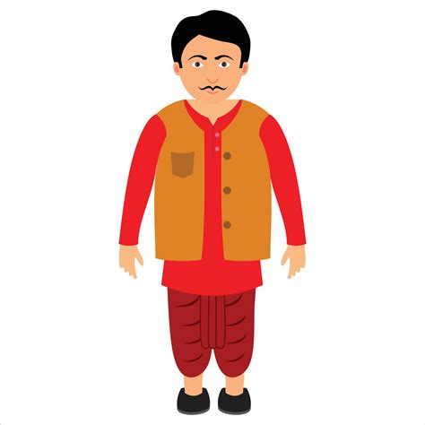 Indian Village Man With Dhoti And Kurta Vector Free Download Free