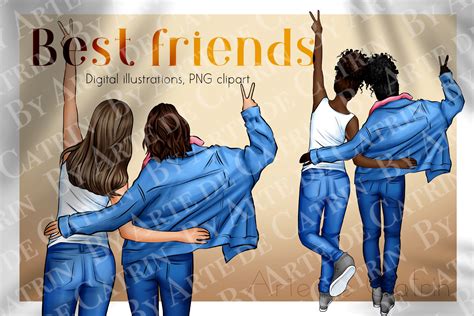 Best Friends Clipart, Besties, Girls Art Graphic by Arte de Catrin · Creative Fabrica