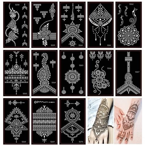 Henna Tattoo Stencils Reusable Self Adhesive Temporary Hand Etsy Uk