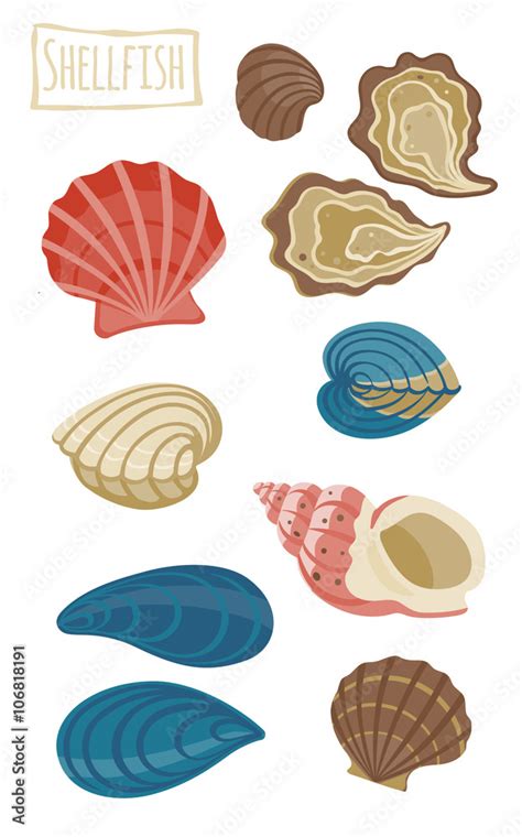 Shellfish Vector Cartoon Illustration Stock Vector Adobe Stock