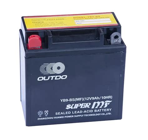 Batería de moto Outdo 12n9 4b YT9A BS YB9 BS 12V 9 Ah Riders