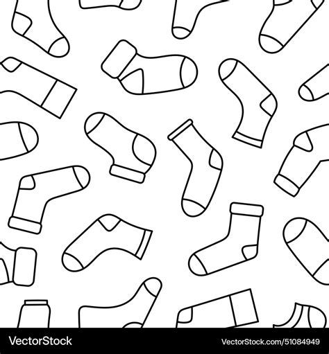 Variety Socks Seamless Pattern Coloring Page Vector Image