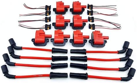 10mm Wires Red And 8 Pack Pro Hi Output Performance Ignition Coil Packs Npboosted