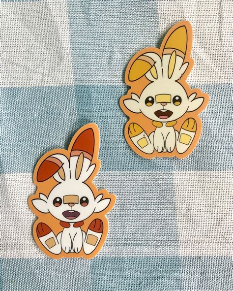 Scorbunny and Shiny Scorbunny Die Cut Sticker I Pokémon | Etsy