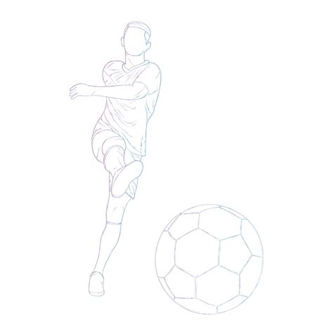 Best soccer player kicking ball line art design 11258649 Vector Art at ...