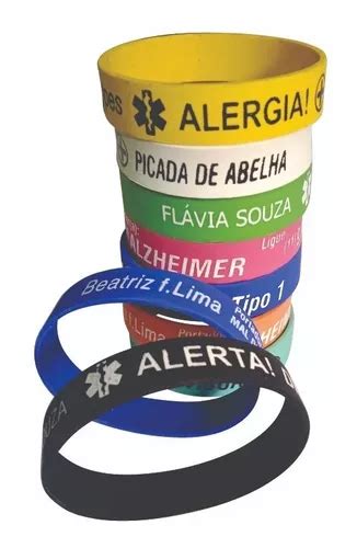 Pulseira De Silicone Alerta Advertência Personalizada Parcelamento