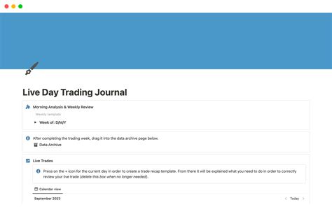 Live Day Trading Journal Template By Jacob Hurley Notion Marketplace