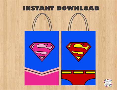 Printable Supergirl Superman Birthday Party Favor Bags Favors