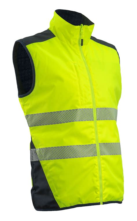 YORU Gilet de travail d hiver sans manche réversible Jaune FLuo