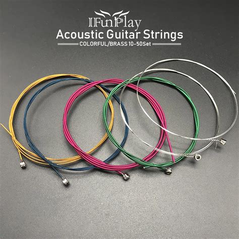 10Set Colorful Acoustic Guitar String Steel Brass Folk Guitar String ...