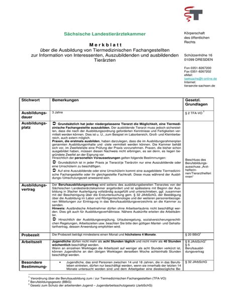 Merkblatt Ausbildung TFA 2