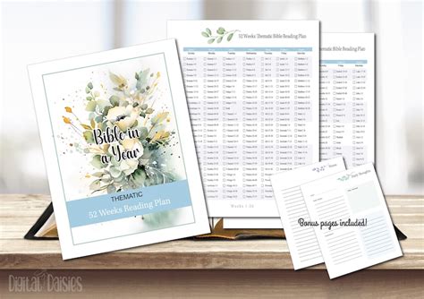 Thematic Bible Reading Plan Yearly Bible Reading Instant Download