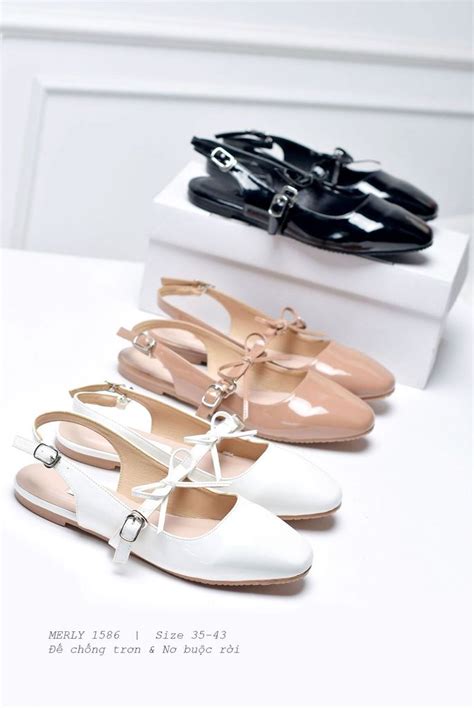Giày Búp Bê Tiểu Thư Nơ Màu Nude Giày Bệt Nữ Big Size Giày Nữ Merly
