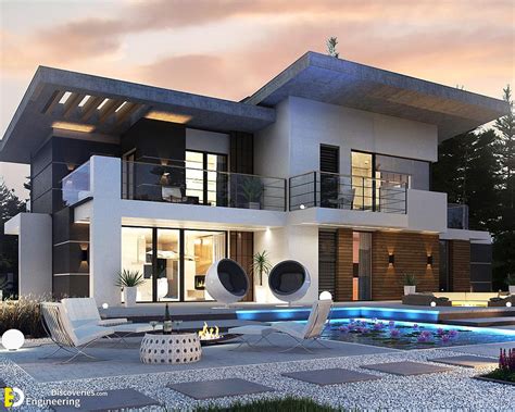 Luxury House Concept With 2-Car Garage And Pool Area | Engineering ...