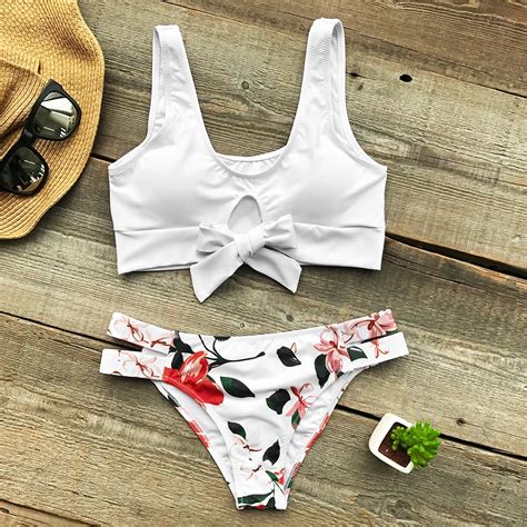 Cupshe Lily Bud Tank Bikini Set Low Waisted Swimsuit Tank Bathing Suit