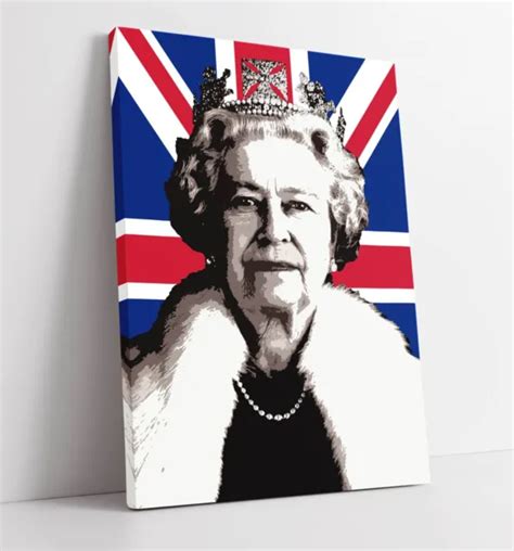 QUEEN ELIZABETH II British Pop Art Deep Framed Canvas Wall Art Picture