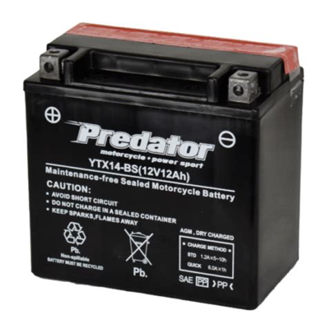 Ytx Bs V Predator Motorcycle Battery Agm Etx Mx Ytx Bs Ebay