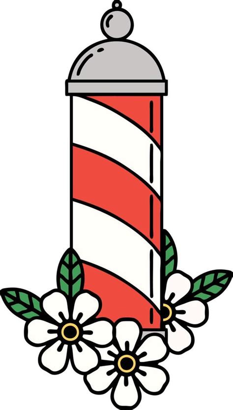 traditional tattoo of a barbers pole 12553168 Vector Art at Vecteezy