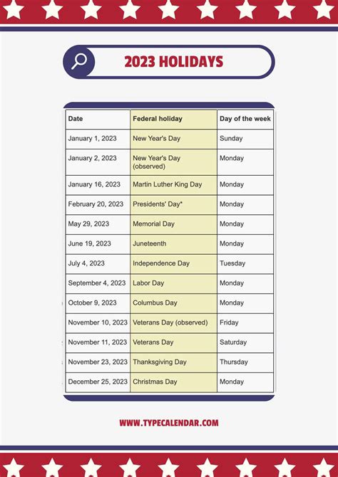 2023 Holidays: List Of 2023 U.S. Federal Holidays
