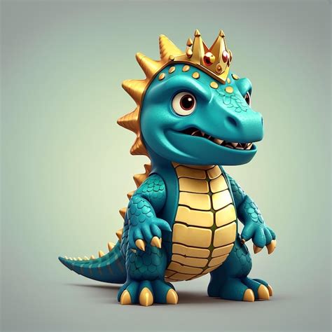 Premium Photo | Cut Dino King Cartoon Vector Icon Illustration Animal ...