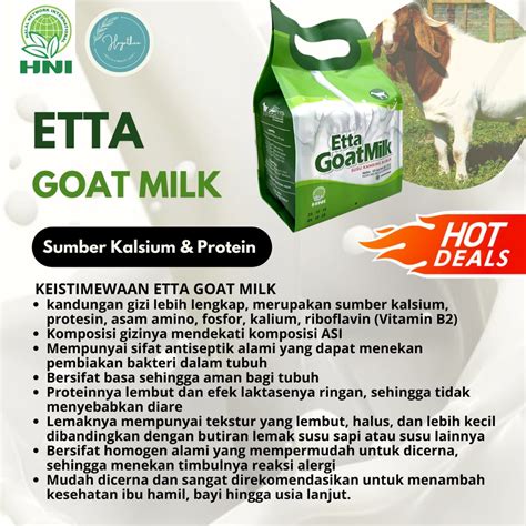 Jual Etta Goat Milk Hni Susu Kambing Ettawa Organik Tinggi Protein