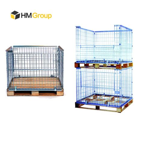 Customized Warehouse Storage Stackable Metal Wire Mesh Collapsible Cage