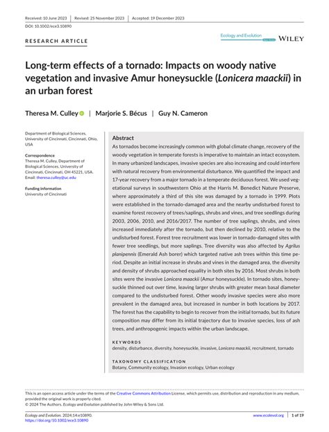 Pdf Long Term Effects Of A Tornado Impacts On Woody Native