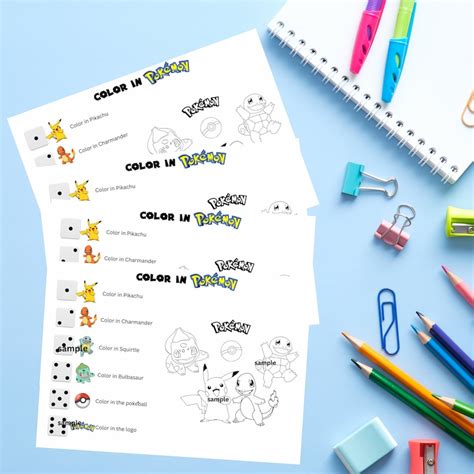 Pokémon Printable Game Activity Sheet Kids Party Favors Pokémon Game