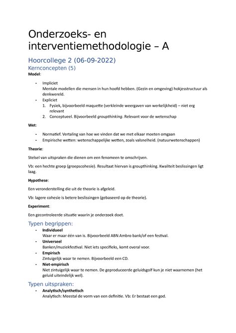 Hoorcollege Oima Onderzoeks En Interventiemethodologie A