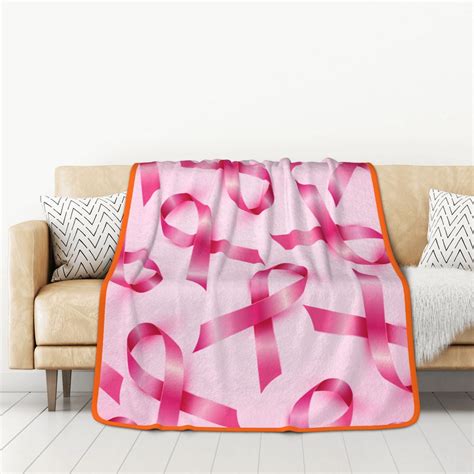 Junzan Breast Cancer Ribbons Awareness Print Blanket Double Sided